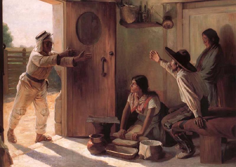 unknow artist The effects of the tappet or the return al refuge of the warrior. France oil painting art